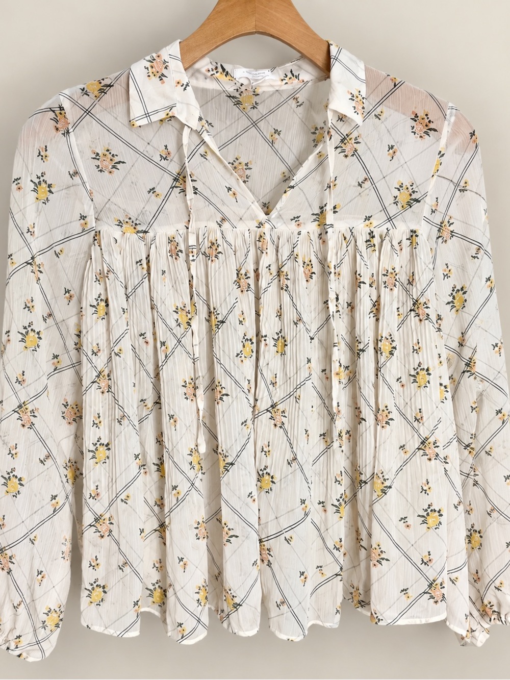 Cottage core floral babydoll blouse| Boho romantic prairie top| Lauren Conrad